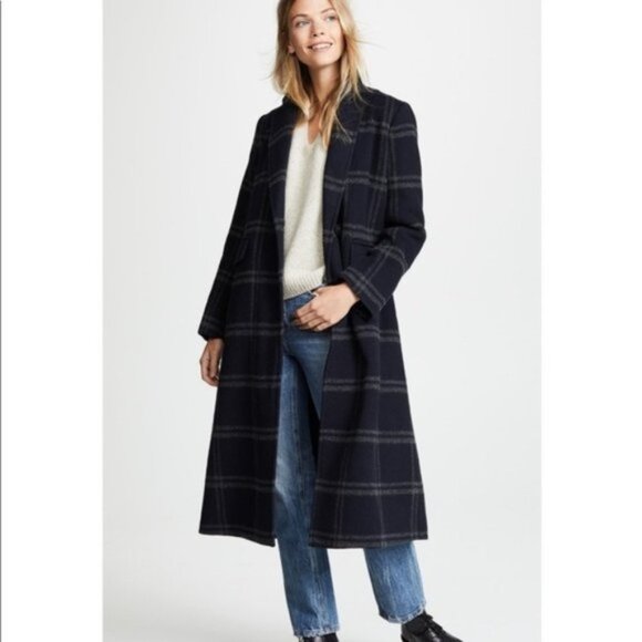 Vince Shadow Plaid Wool Blend Coat - Picture 2 of 10